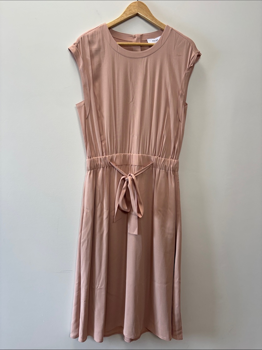 Reiss Sleeveless Tie-Waist Midi Dress in Dusty Rose